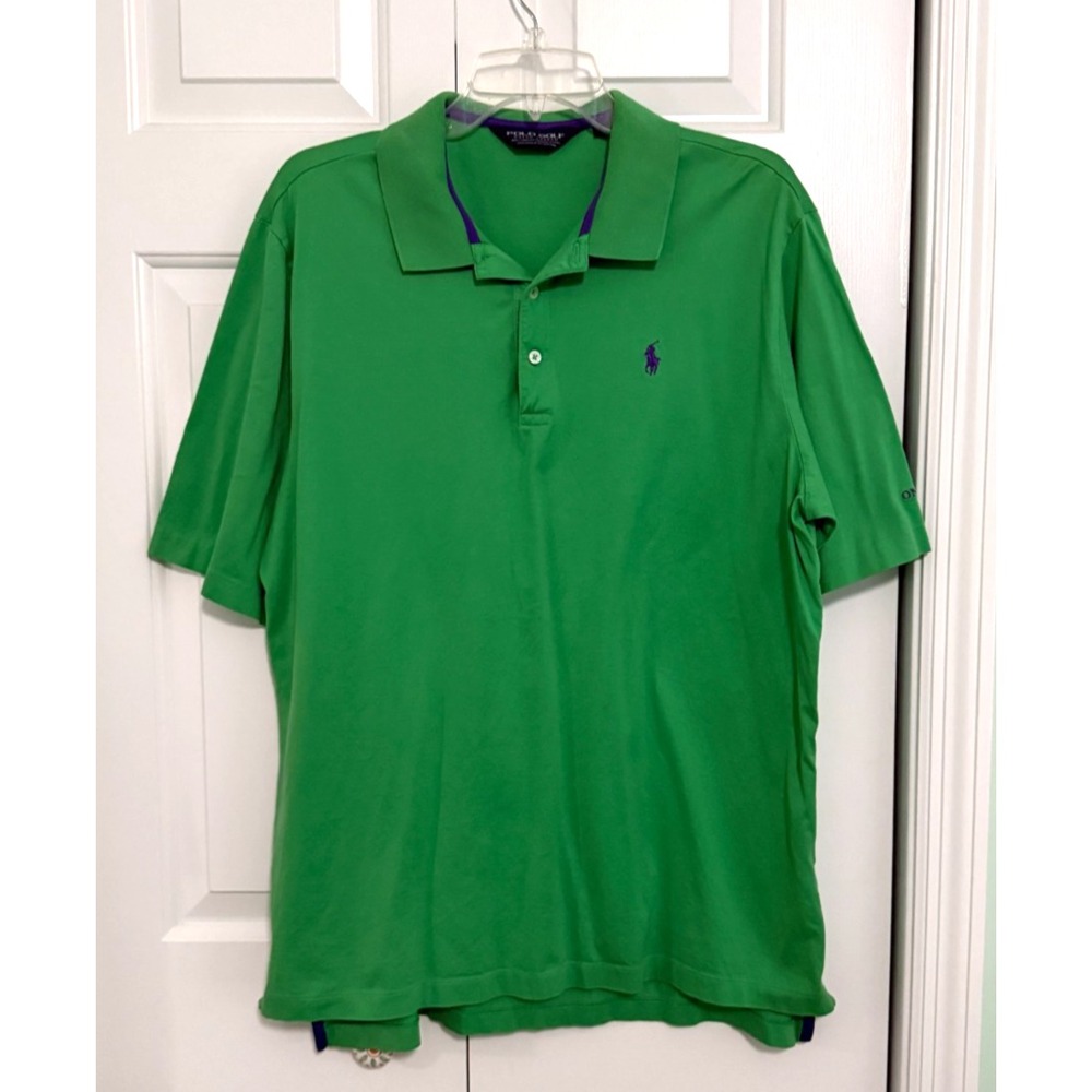 Polo Ralph Lauren Golf Polo Shirt Men Green Purple Size Large Activewear L